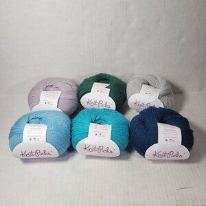 Lot of 6 Skeins Knit Picks Palette Wool Fingering Weight Yarn